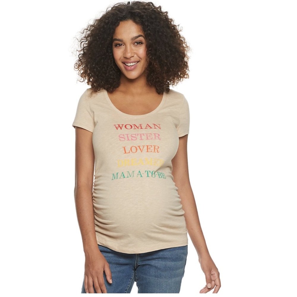 Maternity a:glow Shirred-Side Graphic Tee
